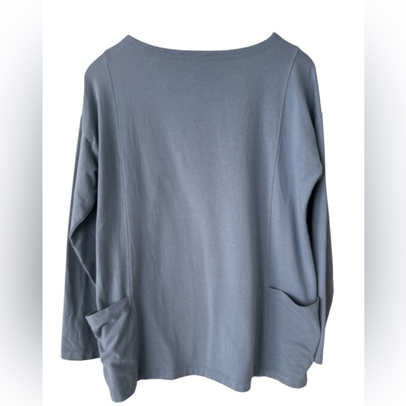 EILEEN FISHER Organic Cotton Stretch BATEAU-NECK LONG-SLEEVE JERSEY POCKET TOP - Picture 6 of 12